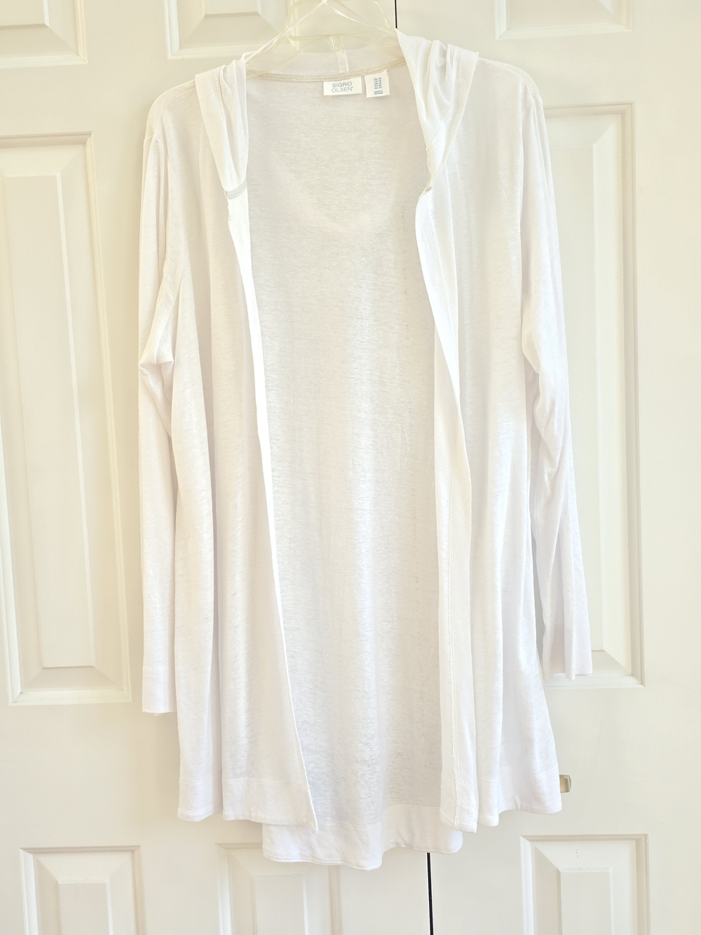 Sigrid Olsen White Linen Blend Lightweight Cardigan